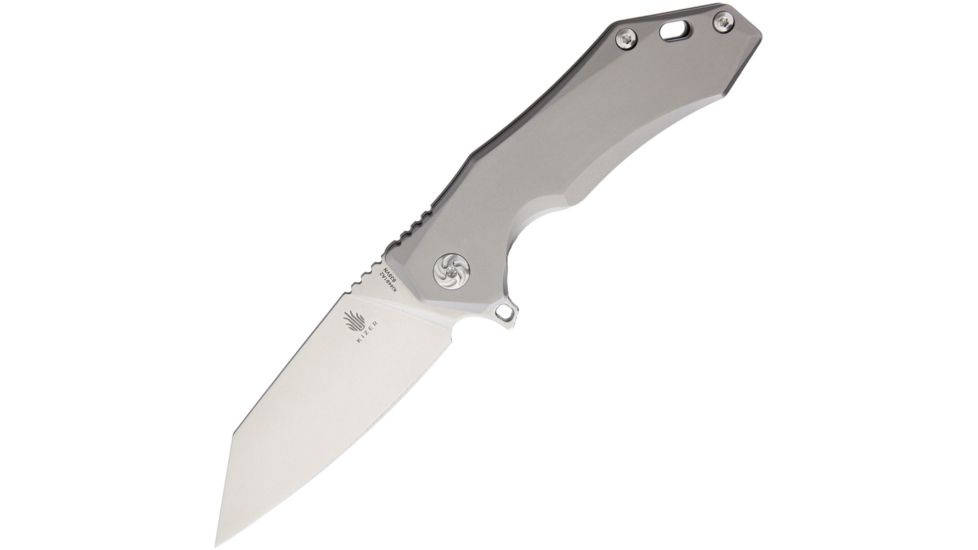 Kizer Cutlery Uprising CPM-S35VN Folding Knife,3.5in,CPM S35VN Steel,Wharncliffe,Stonewash,Matte Silver,Titanium Handle KI4491A2