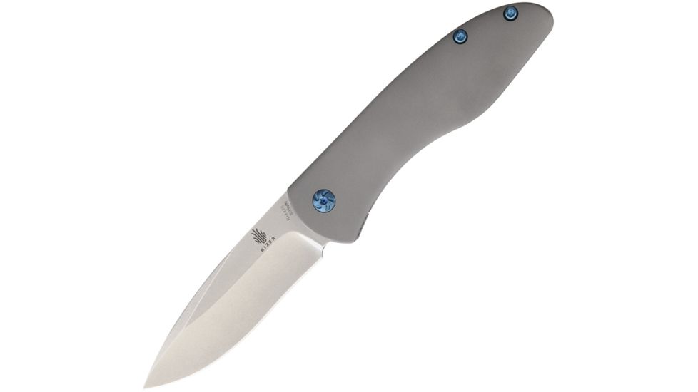 Kizer Cutlery Velox 2 Framelock Folding Knife,3.25in,Stainless Steel,Standard Edge,Drop Point,Gray,Titanium Handle KI4478