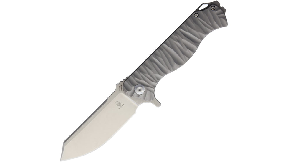 Kizer Cutlery Vindicator Folding Knife, Gray sculpted titanium handle, KI4522