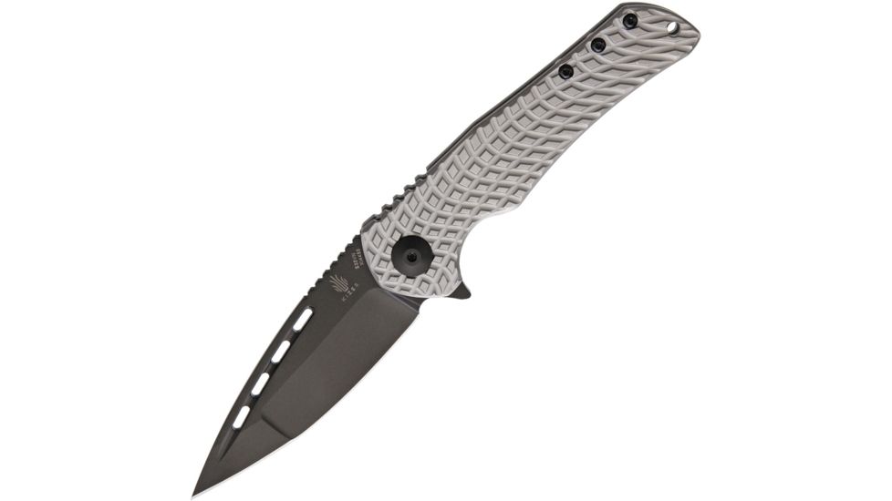 Kizer Cutlery Yamakasi Framelock Folding Knife,3.5in,S35VN Steel,Standard Edge,Black,Gray,Titanium Handle KI4489