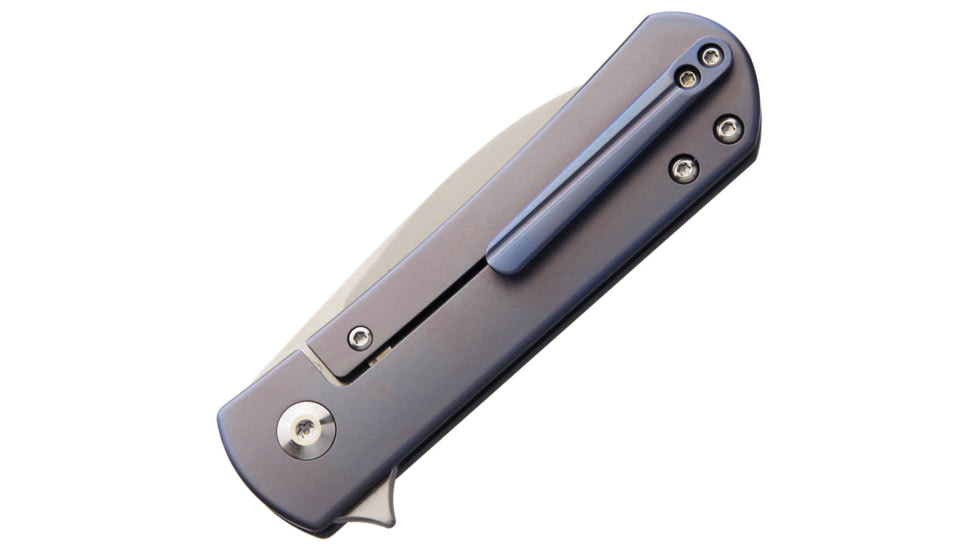Kizer Cutlery Yorkie Framelock Folding Knife, 2.5in Stonewash S35Vn SS Blade, Blue Titanium Handle, Pocket Clip, KI3525A2