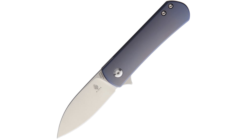 Kizer Cutlery Yorkie Framelock Folding Knife, 2.5in Stonewash S35Vn SS Blade, Blue Titanium Handle, Pocket Clip, KI3525A2