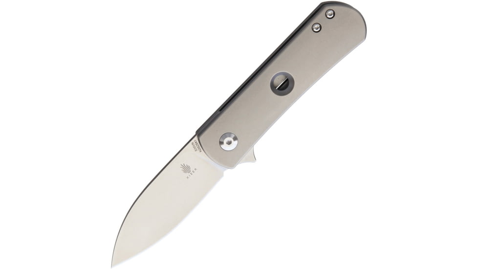 Kizer Cutlery Yorkie Framelock Folding Knife, 2.5in Stonewash S35Vn SS Blade, Gray Titanium Handle, Pocket Clip, Black Nylon Pouch, KI3525A1