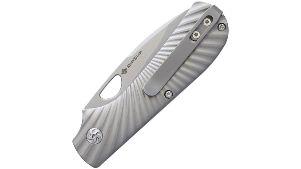 Kizer Cutlery Zipslip Folding Knife, 2.88in Satin S35Vn SS Drop Point, Sculpted Titanium Handle, Thumb Pull, Pocket Clip, Camo Nylon Case, KI3507