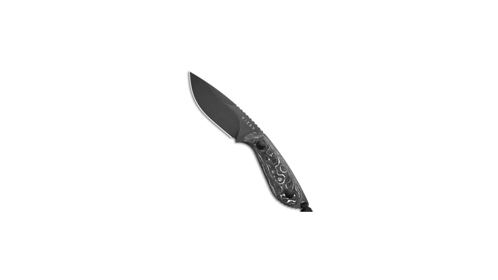 Kizer Kizer Buddy Fixed Blade Knife Fatcarbon White Storm 3" Brushed/DLC 1081A9, Black/White, Bohler M390, adult, BHQ-218484