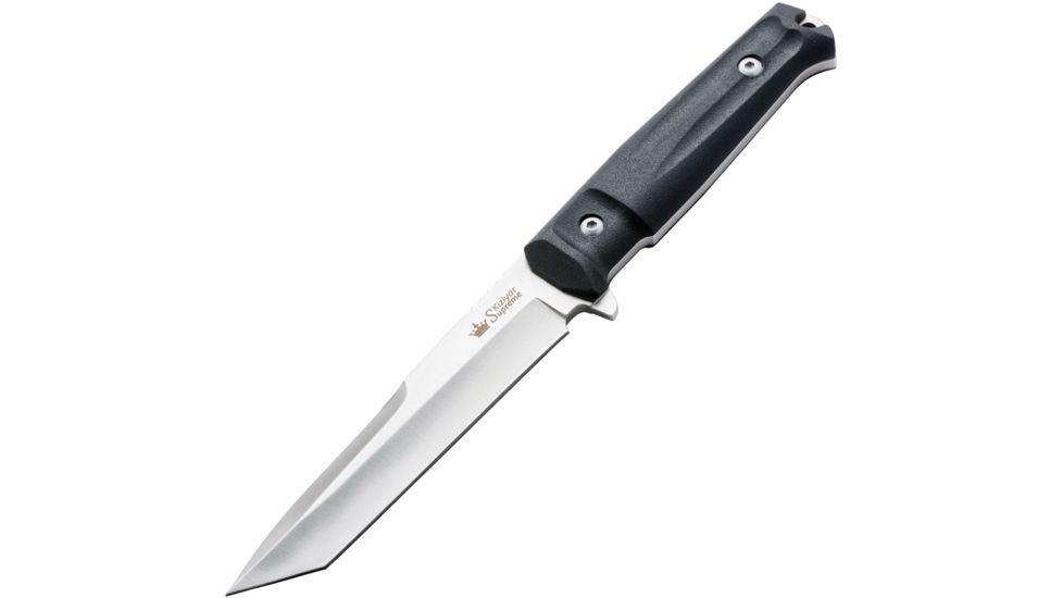 Kizlyar Aggressor Tactical Fixed Blade Knife,6in,Satin D2 Tanto Blade,Black Kraton Handle KK0016