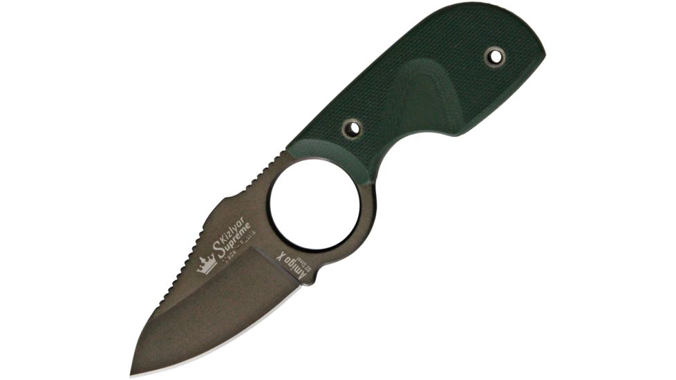 Kizlyar Amigo Fixed Blade Knife, 2in, OD Green, G10 Handle KK0086