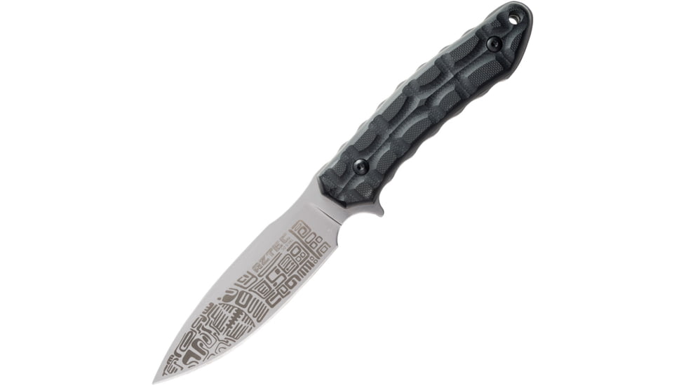 Kizlyar Aztec Fixed Blade D2 Knife, 4.5 D2 tool steel blade, Black sculpted G10 handle, KK0042