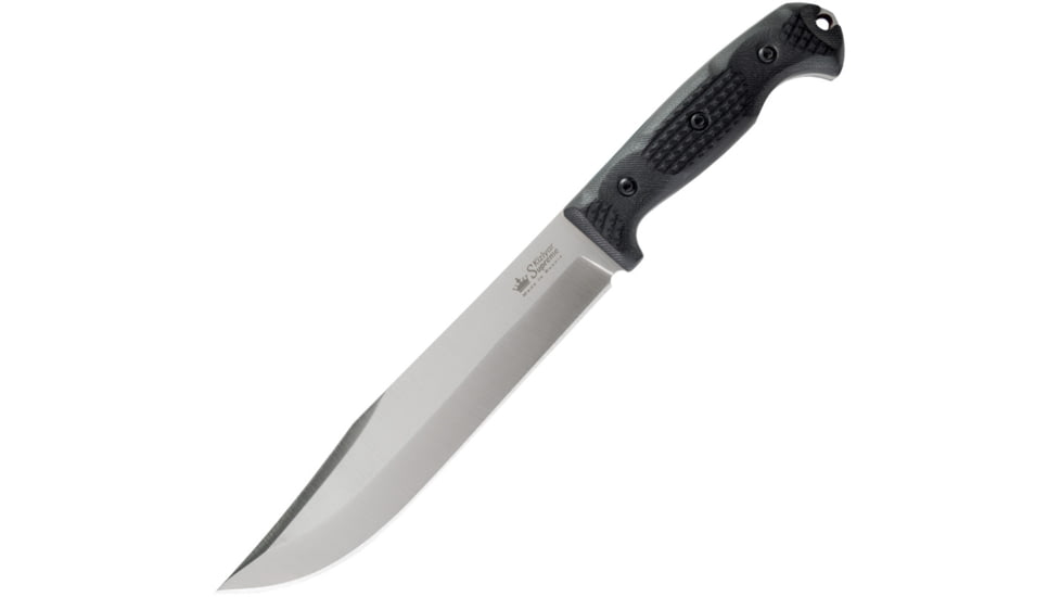 Kizlyar Bastardo Bowie Sleipner Knife, 8.5 satin finish Sleipner tool steel clip point b, Black sculpted G10 handle, KK0127