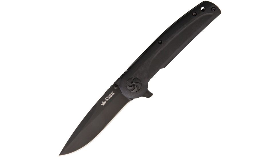 Kizlyar Biker Linerlock Black Folding Knife,3.625in,D2 Tool Steel,Standard Edge,Black,G10 Handle KK0134