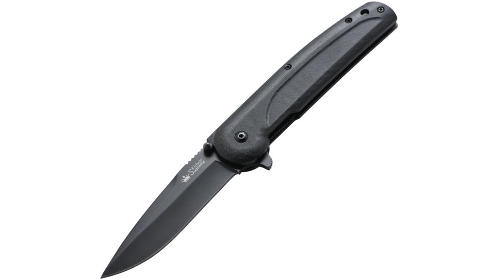 Kizlyar Biker-Z V1 Folding Knife,5in closed,Black Titanium D2 Steel Blade,Contoured 3D Textured Black G-10 Handle KK0131