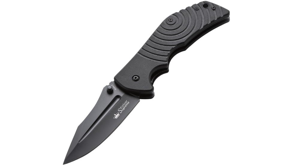 Kizlyar Bloke Z Folding Knife,3.875in,D2 Steel Standard Edge Wide Blade,Textured Black G-10 Handle KK0159