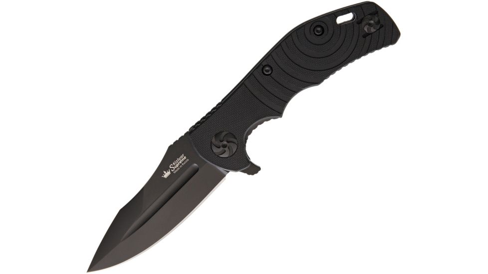 Kizlyar Bloke ZD2 Linerlock Black Folding Knife,3.75in,D2 Tool Steel,Standard Edge,Black Titanium,Black,G10 Handle KK0155