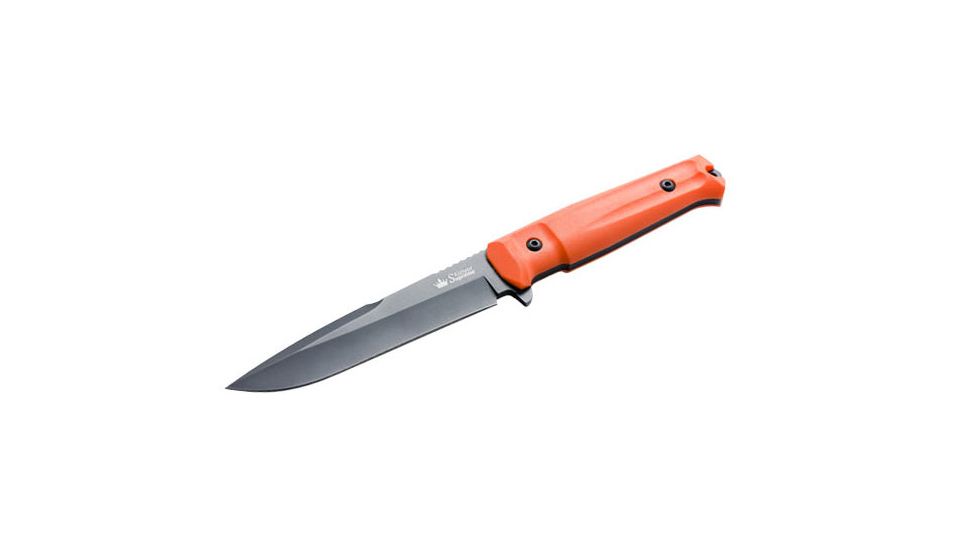 Kizlyar Delta Knive Aus8 Steel 6in Blade, Black Titanium, Kraton/Abs -Orange Handle, KK0210