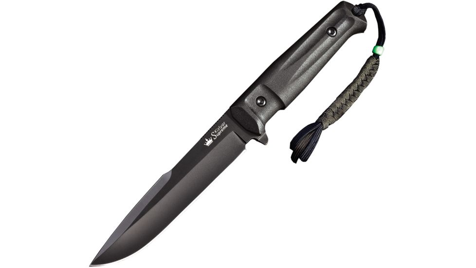 Kizlyar Delta Tactical Echelon Fixed Blade Knife,6in,Black D2 Steel Broad Tip Blade,Black Kraton Handle KK0208