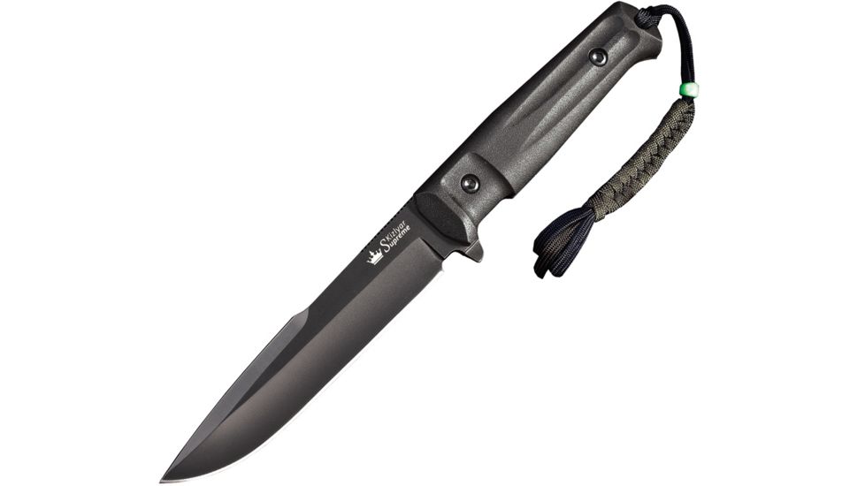 Kizlyar Delta Tactical Echelon Fixed Blade Knife,6in,Black Titanium Broad Tip Blade,Black Kraton Handle KK0206