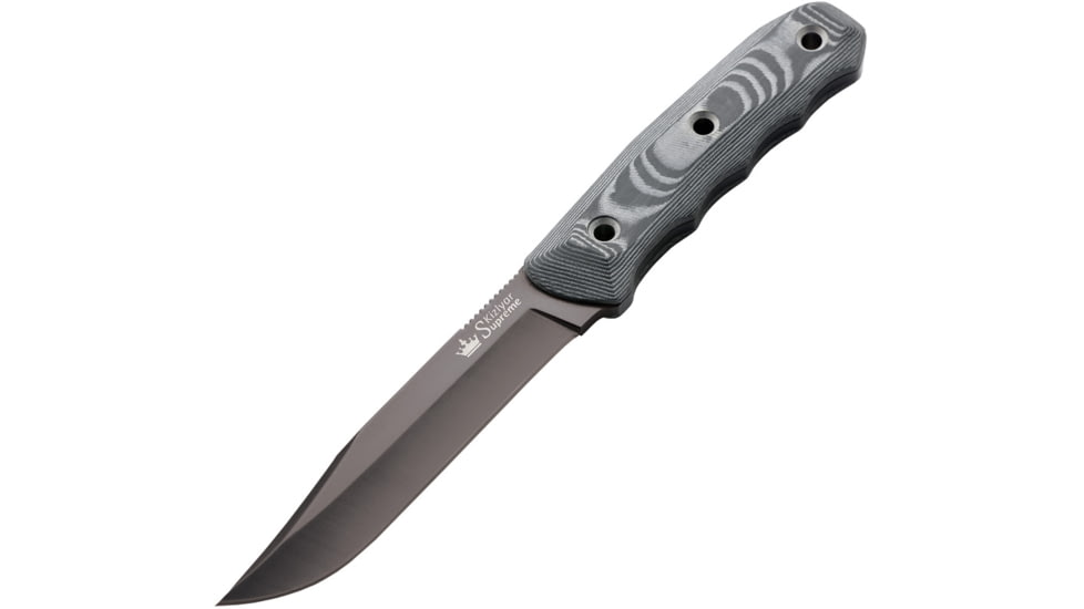 Kizlyar Enzo Fixed Blade Knife,5.25in,Black Titanium AUS-8 Stainless Blade,Ergonomic 3D Black/Gray Micarta Handle KK0068