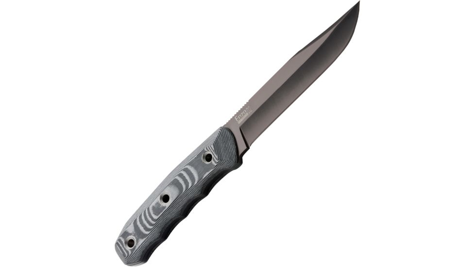 Kizlyar Enzo Fixed Blade Knife,5.25in,Black Titanium D2 Steel Blade,Ergonomic 3D Black/Gray Micarta Handle KK0070
