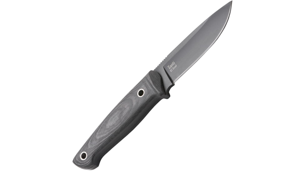 Kizlyar Santi Fixed Blade Knife,3.5in,D2 Steel Drop Point Blade,Ergonomic Black/Gray Micarta Handle KK0048