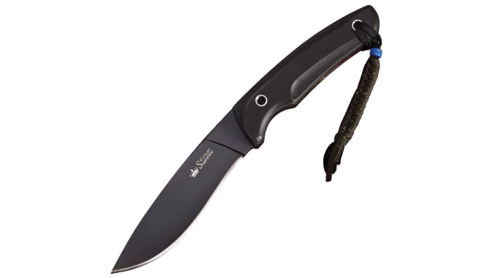 Kizlyar Savage Fixed Blade Knife,5.25in,Black D2 Kukri Style Blade,3-D Textured Black G-10 Handle KK0032