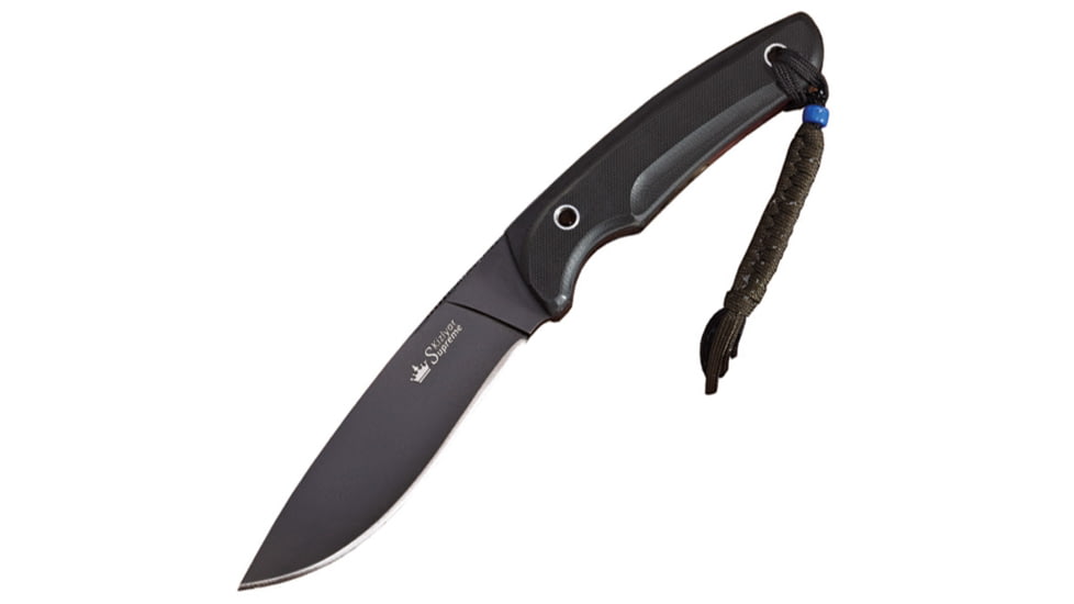 Kizlyar Savage Fixed Blade Knife,5.25in,Black Titanium Stainless Kukri Style Blade,3-D Textured Black G-10 Handle KK0030