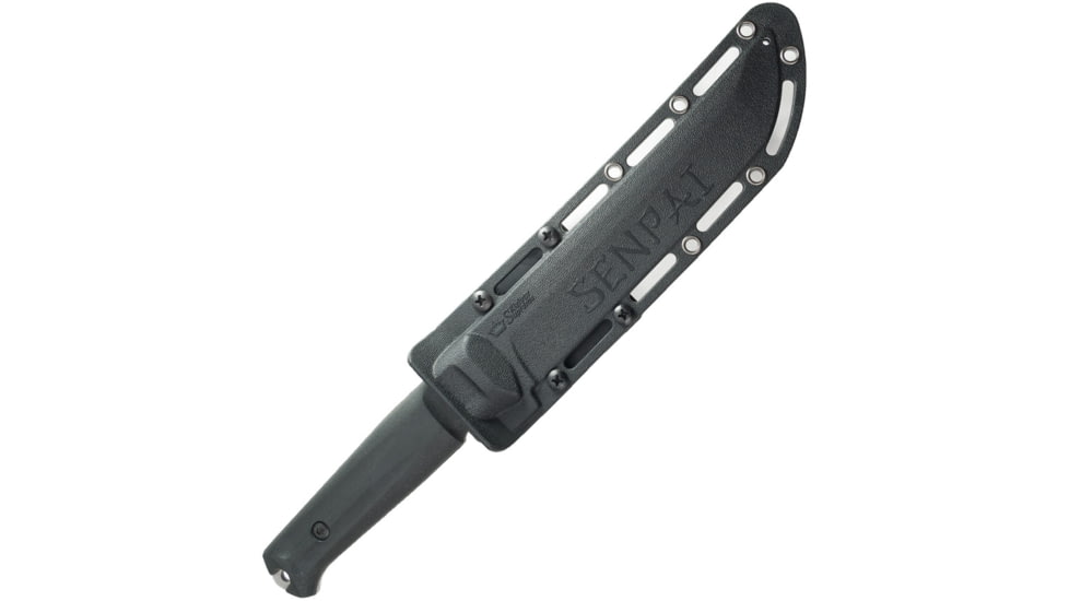 Kizlyar Senpai Fixed Blade Knife, 12in Overall, 6.75 stonewash finish AUS-8 stainless blade, Black Kraton handle, KK0219