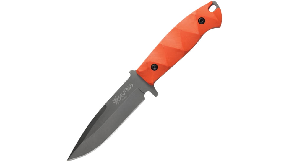 Kizlyar Severus Fixed Blade D2 Org Knife, 5 stonewash finish D2 tool steel blade, Orange sculpted G10 handle, KK0145