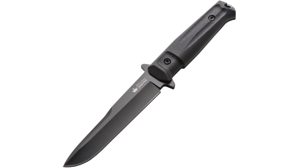 Kizlyar Trident Tactical Fixed Blade Knife,6in,Black AUS-8 Stainless Blade,Black Kraton Handle KK0213