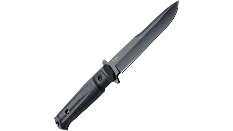 Kizlyar Trident Tactical Fixed Blade Knife,6in,Black Titanium D2 Steel Blade,Black Kraton Handle KK0215