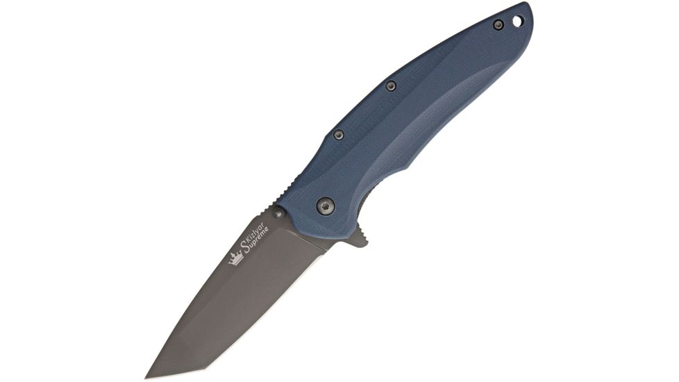 Kizlyar Zorg Linerlock Gray Ti AUS-8 Folding Knife,3.25in,AUS-8 Steel,Tanto,Gray,G10 Handle KK0225