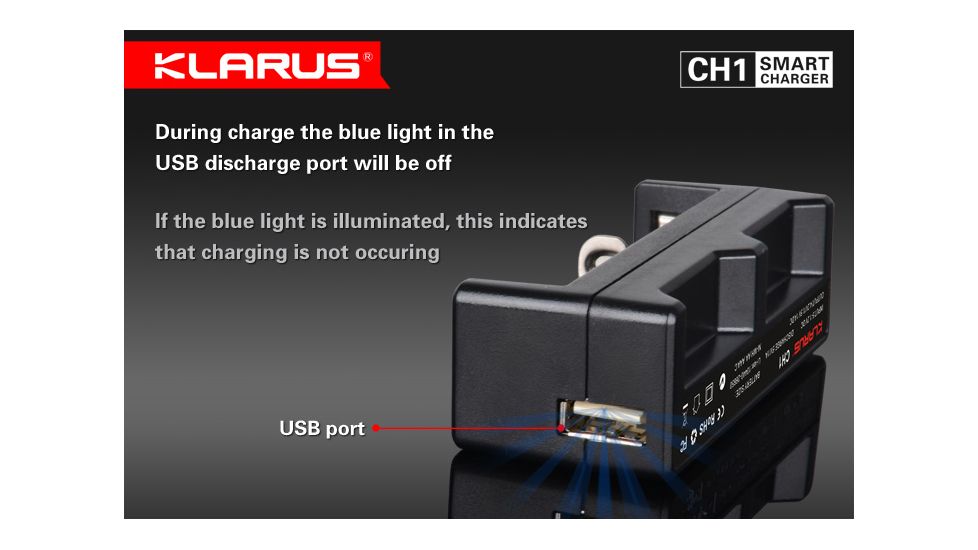 Klarus CH1 USB Smart Charger and Powerbank,Black KLARUS-CH1