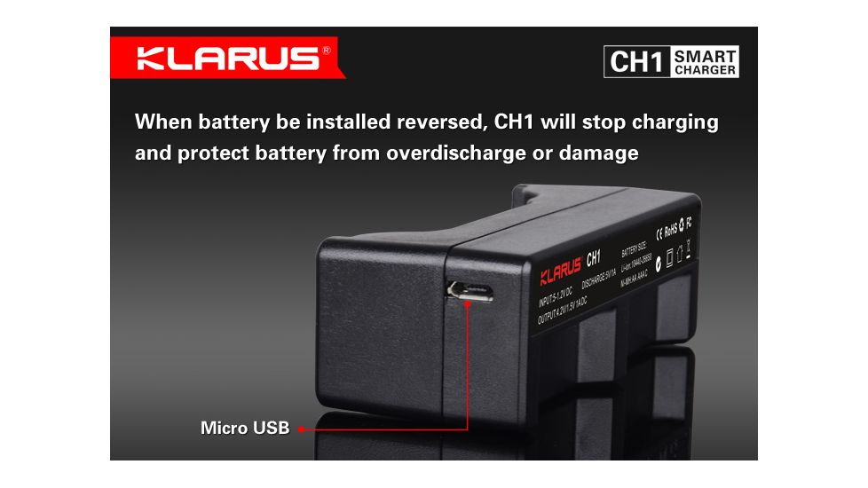 Klarus CH1 USB Smart Charger and Powerbank,Black KLARUS-CH1