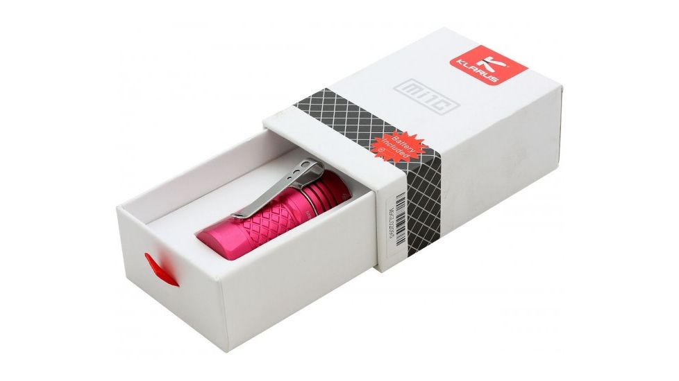 Klarus Every Day Carry LED Flashlight, 600 Lumens, w/1 x RCR123A or 1 x CR123A, Pink KLARUS-MI1C-ROSE