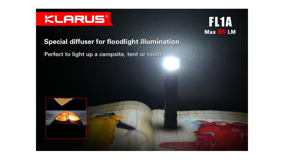 Klarus FL1A Multicolor Waterproof LED Flashlight,Black,65 Lumens KLARUS-FL1A