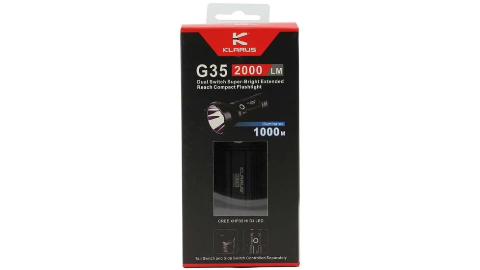 Klarus G35 1-3 x 18650/ 2 x CR123A-DIM CREE XHP35 HI D4 LED Searchlight, 2000 Lumens, Black, G35