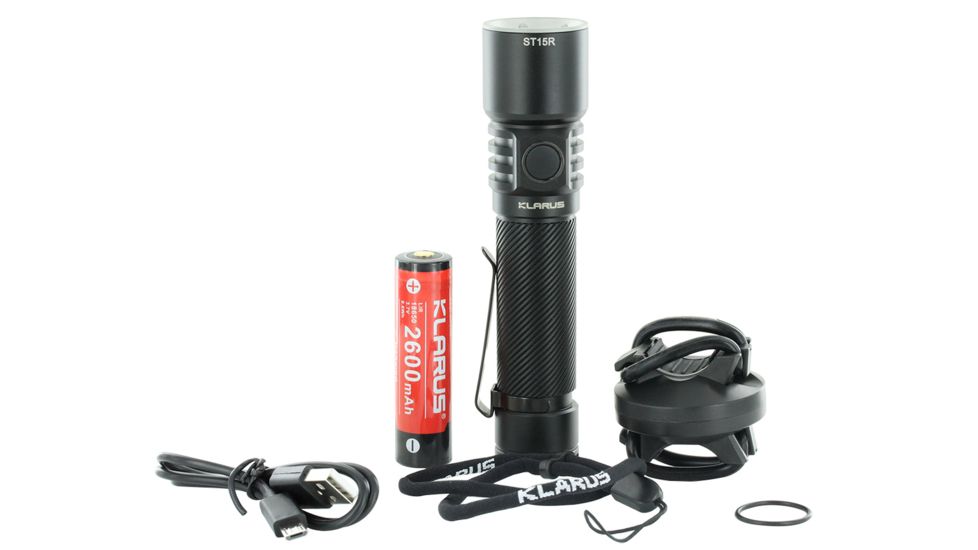 Klarus ST15R Night Guardian Rechargeable LED Flashlight, Black, ST15R
