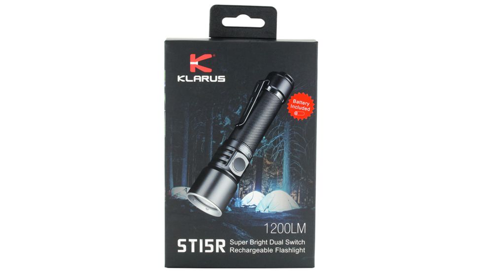 Klarus ST15R Night Guardian Rechargeable LED Flashlight, Black, ST15R