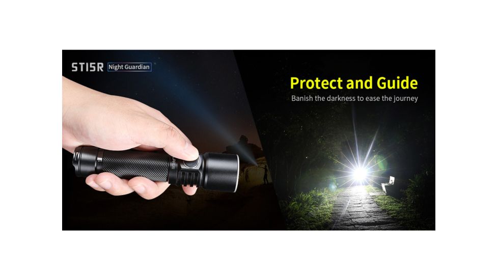 Klarus ST15R Night Guardian Rechargeable LED Flashlight, Black, ST15R