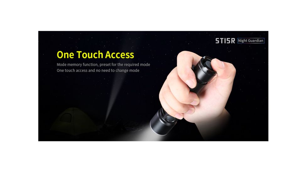 Klarus ST15R Night Guardian Rechargeable LED Flashlight, Black, ST15R