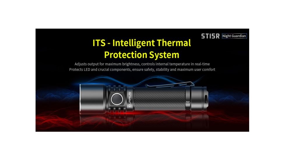 Klarus ST15R Night Guardian Rechargeable LED Flashlight, Black, ST15R