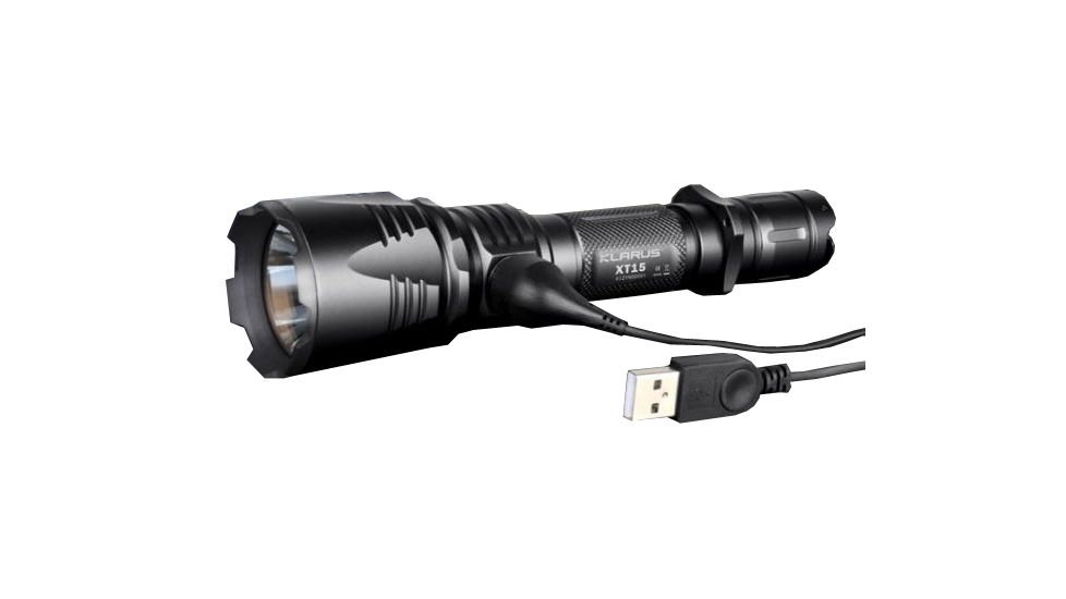 Klarus XT15 Falcon LED Flashlight USB Rechargeable w/CREE LED, 1020 Lumens, w/ 2xCR123A or 1x18650, XT15, Black KLARUS-XT15-XML2-U2