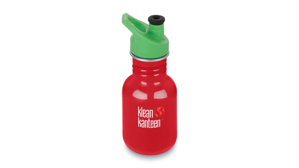 Klean Kanteen Kid Classic W/ Kid Sport Cap 3, 12oz, Mnrl Red, Mineral Red, 18/8 Stainless Steel, Polyprop, KK-44066
