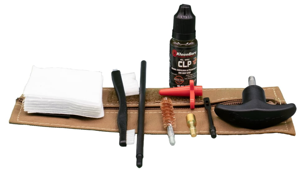 KleenBore Compact Military/LE Handgun Tactical Kit, 9mm, Coyote, KB-MLE-9