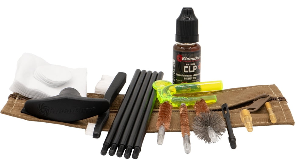 KleenBore Compact Military/LE Rifle Tactical Kit, 5.56/9mm, Coyote, KB-MLE-5.56-9