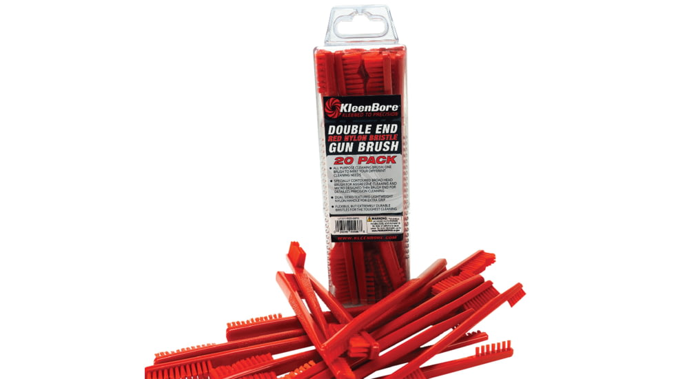 KleenBore Double End Red Nylon Bristle Gun Brush - 20 Pack, 2020141