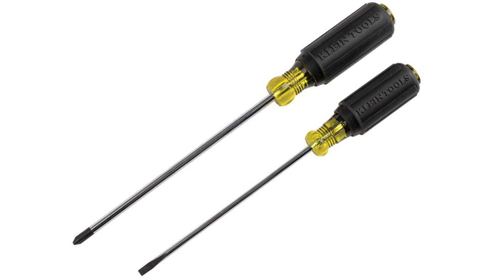 Klein Tools 3/16 Cabinet and #2 Phillips Screwdriver Set, Cushion-Grip, 2Piece, Black/Yellow, 85742