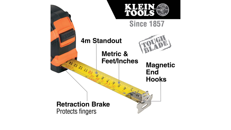 Klein Tools 7.5 Meter Tape Measure, Magnetic Double-Hook, Orange/Black, 9375