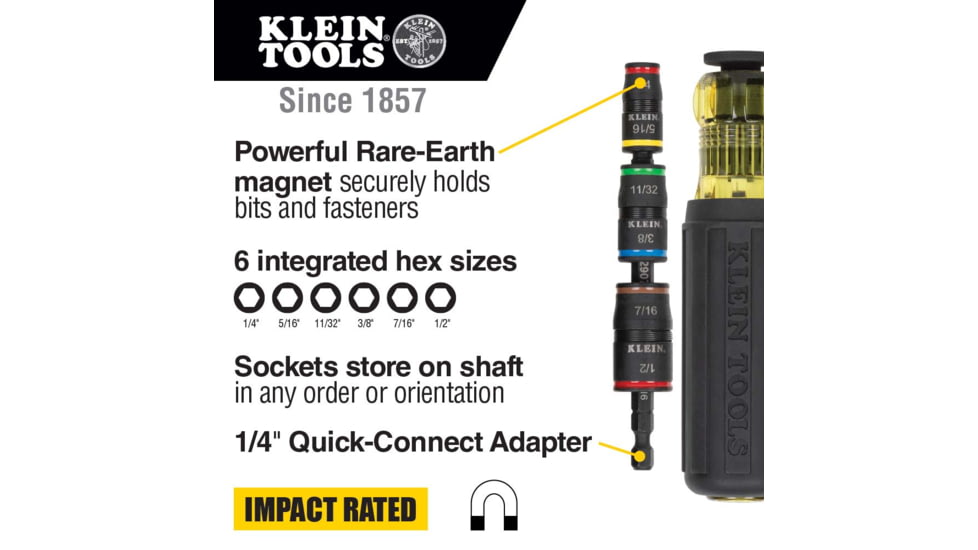 Klein Tools 7in1 Impact Flip Socket w/Handle, 32900