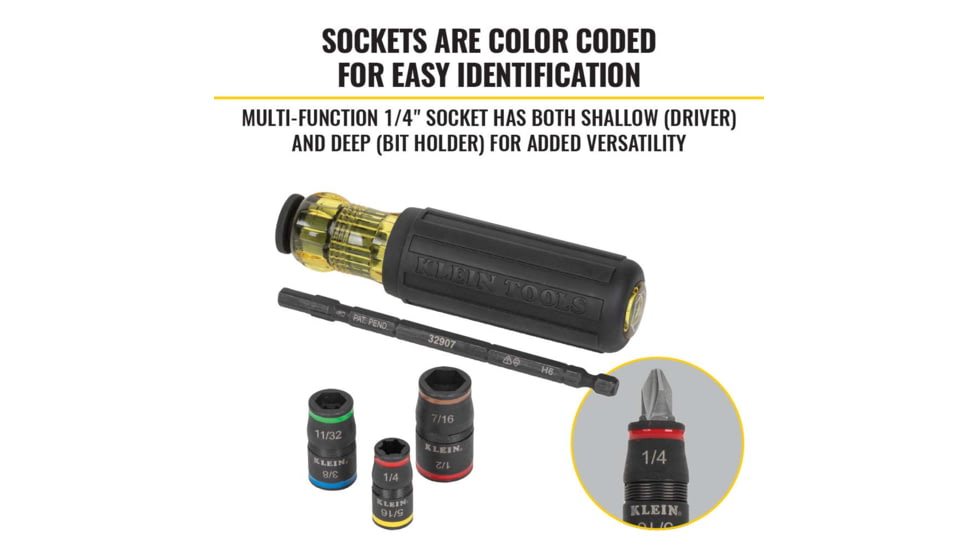 Klein Tools 7in1 Impact Flip Socket w/Handle, 32900
