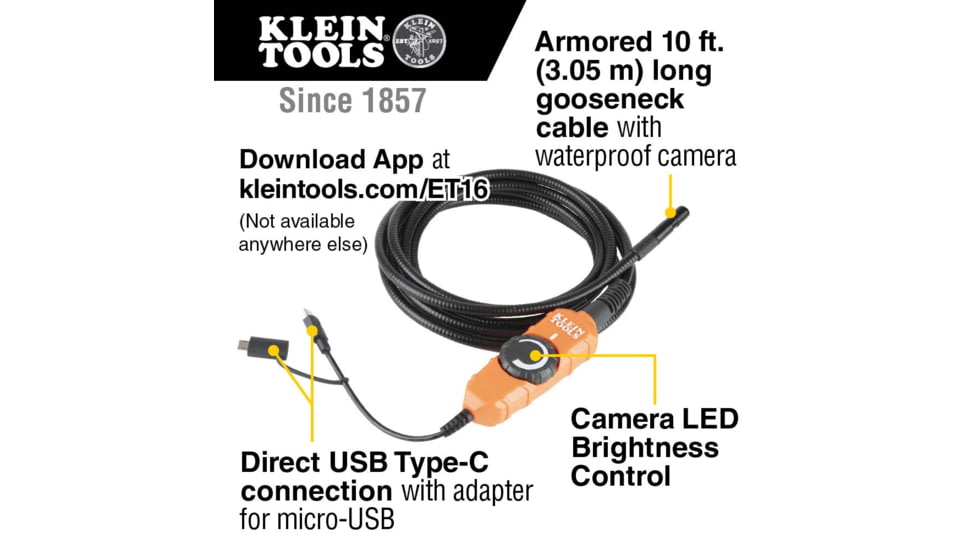 Klein Tools Borescope for Android Devices, Orange/Black, ET16